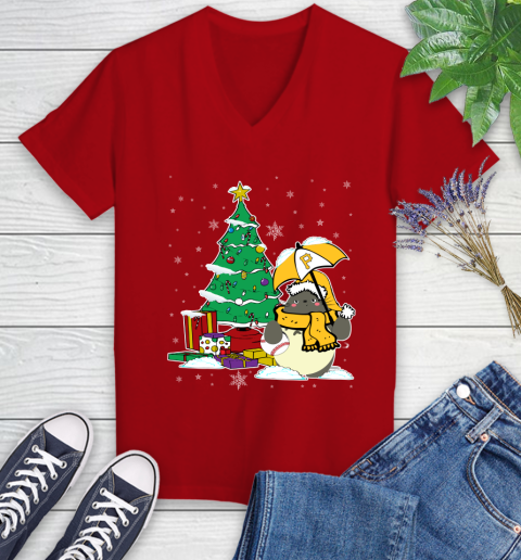 Pittsburgh Pirates MLB Baseball Cute Tonari No Totoro Christmas Sports Women's V-Neck T-Shirt 11