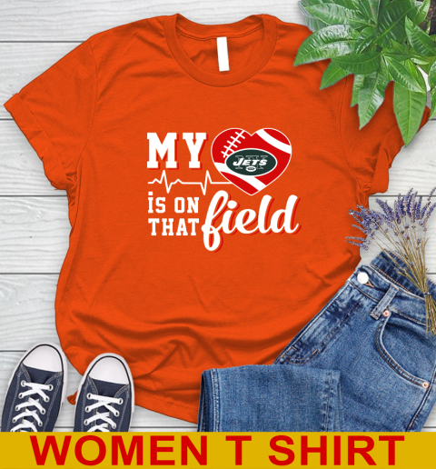 NFL My Heart Is On That Field Football Sports New York Jets Women's T-Shirt 3