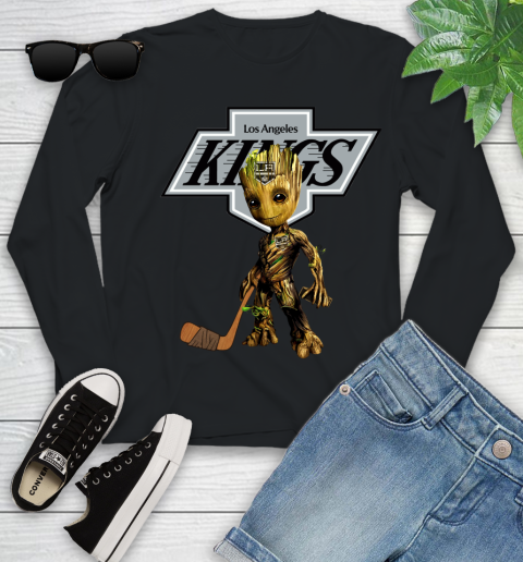 Los Angeles Kings NHL Hockey Groot Marvel Guardians Of The Galaxy Youth Long Sleeve 2