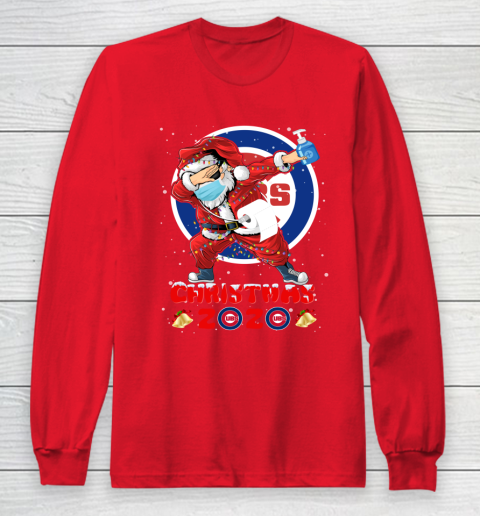 Chicago Cubs Funny Santa Claus Dabbing Christmas 2020 MLB Long Sleeve T-Shirt 7
