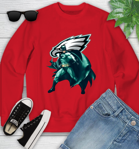 NFL Batman Football Sports Philadelphia Eagles Youth Sweatshirt 9