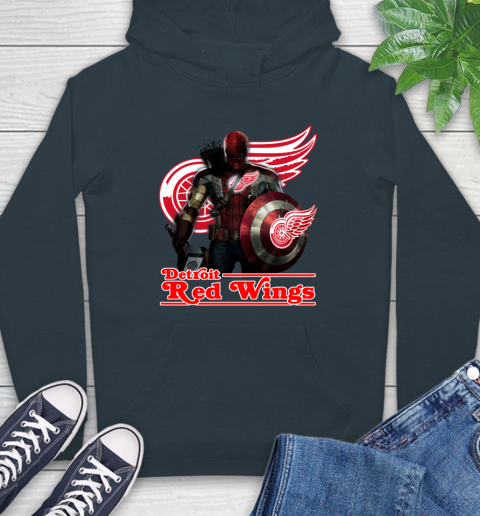 NHL Captain America Thor Spider Man Hawkeye Avengers Endgame Hockey Detroit Red Wings Hoodie 7