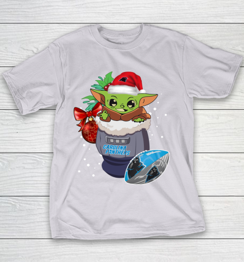 Carolina Panthers Christmas Baby Yoda Star Wars Funny Happy NFL Youth T-Shirt 5