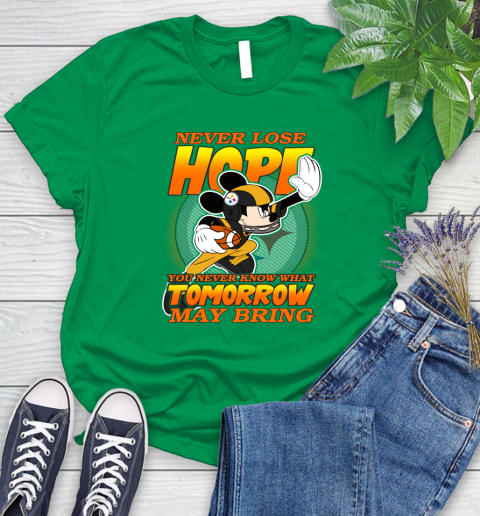 Pittsburgh Steelers NFL Football Mickey Disney Never Lose Hope Women's T-Shirt - Image 10