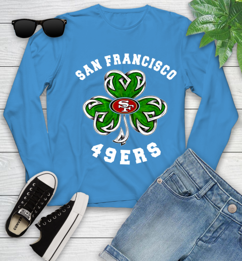 NFL San Francisco 49ers Three Leaf Clover St Patrick's Day Football Sports Youth Long Sleeve 8