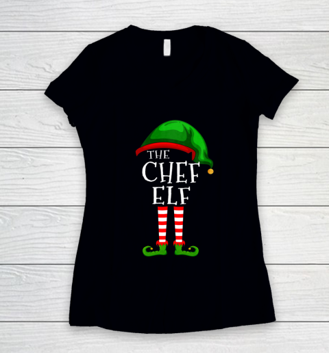 Chef Elf Family Matching Group Christmas Gift Funny Women's V-Neck T-Shirt