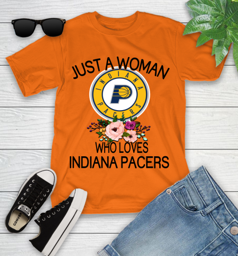 NBA Just A Woman Who Loves Indiana Pacers Basketball Sports Youth T-Shirt 4