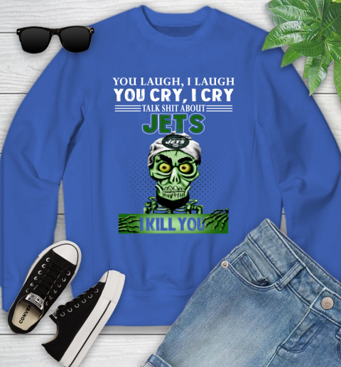 NFL Talk Shit About New York Jets I Kill You Achmed The Dead Terrorist Jeffrey Dunham Football Youth Sweatshirt 7