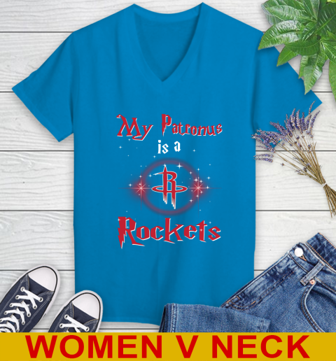 NBA Basketball Harry Potter My Patronus Is A Houston Rockets Women's V-Neck T-Shirt 7