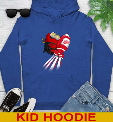 NHL Hockey Detroit Red Wings Deadpool Minion Marvel Shirt Youth Hoodie 10