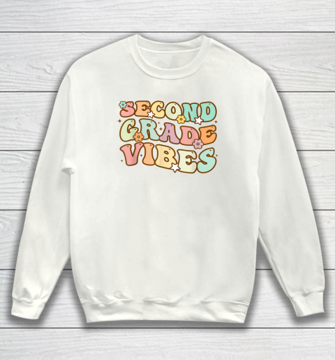 Back To School Second Grade Vibes Retro Teacher Sweatshirt