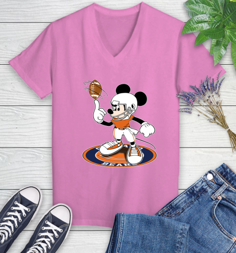 NFL Football Chicago Bears Cheerful Mickey Disney Shirt Women's V-Neck T-Shirt 12