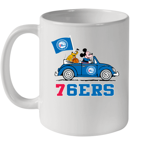 NBA Basketball Philadelphia 76ers Pluto Mickey Driving Disney Shirt Ceramic Mug 11oz