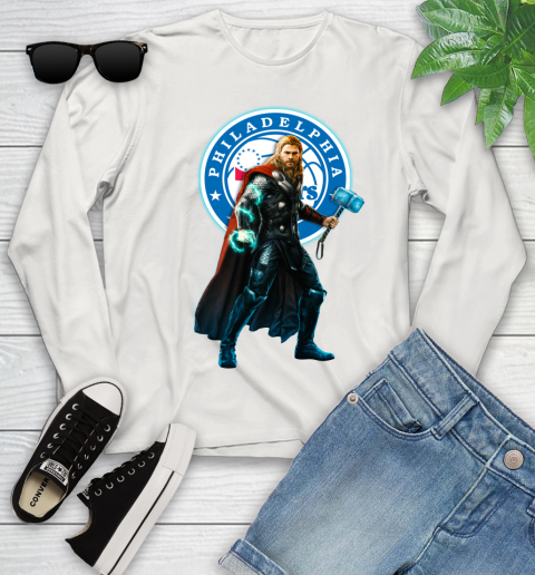NBA Thor Avengers Endgame Basketball Philadelphia 76ers Youth Long Sleeve 12