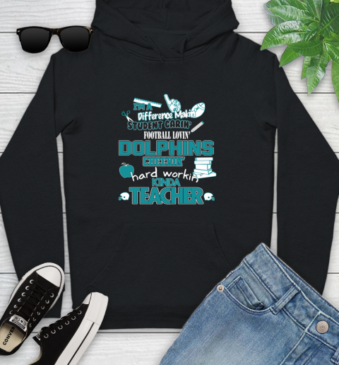 Miami Dolphins NFL I'm A Difference Making Student Caring Football Loving Kinda Teacher Youth Hoodie