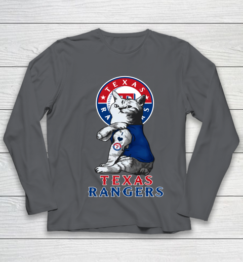 MLB Baseball My Cat Loves Texas Rangers Youth Long Sleeve 6