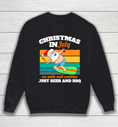 Surfer Santa Beer And BBQ Xmas Party Beach Christmas In July Sweatshirt