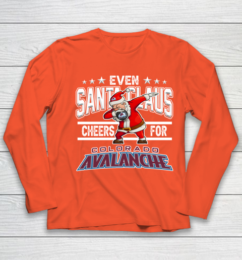 Colorado Avalanche Even Santa Claus Cheers For Christmas NHL Youth Long Sleeve 3