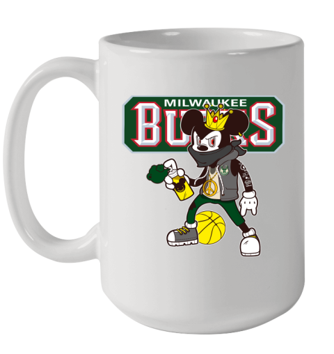 Milwaukee Bucks NBA Basketball Mickey Peace Sign Sports Ceramic Mug 15oz