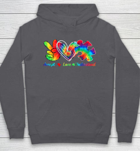 Autism Awareness Accept Understand Love Autism Mom Tie Dye Fitted Hoodie 4