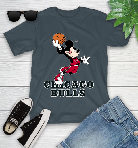 NBA Basketball Chicago Bulls Cheerful Mickey Mouse Shirt Youth T-Shirt 8