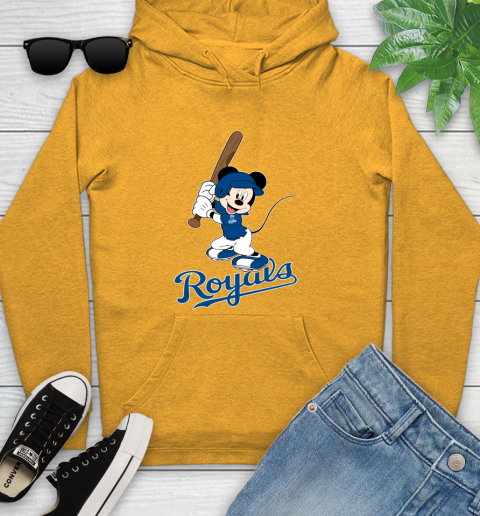 MLB Baseball Kansas City Royals Cheerful Mickey Mouse Shirt Youth Hoodie 3