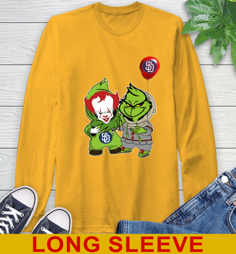 Baby Pennywise Grinch Christmas MLB Baseball San Diego Padres Long Sleeve T-Shirt 3