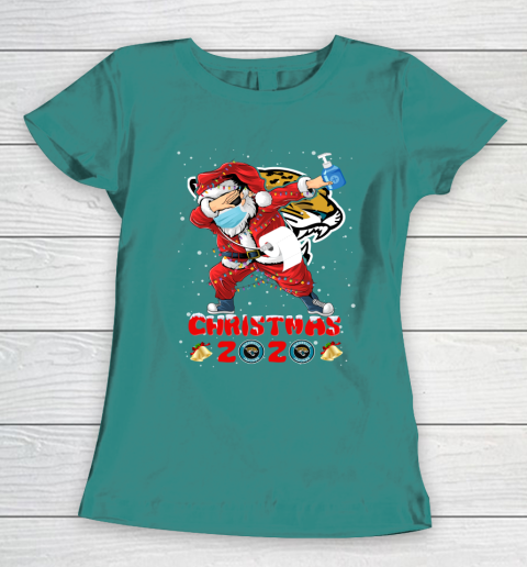 Jacksonville Jaguars Funny Santa Claus Dabbing Christmas 2020 NFL Women's T-Shirt 10