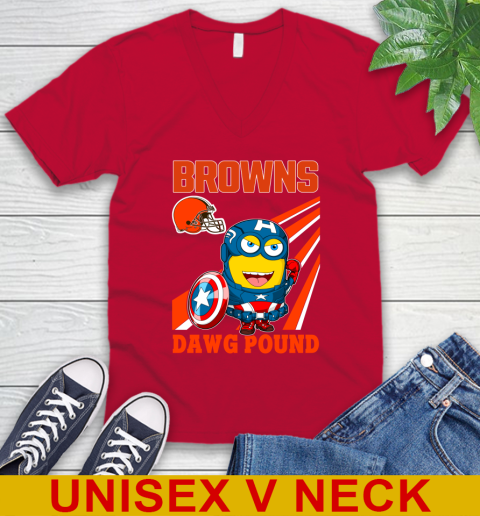 NFL Football Cleveland Browns Captain America Marvel Avengers Minion Shirt V-Neck T-Shirt 6