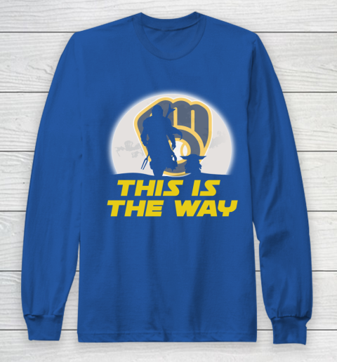 Milwaukee Brewers MLB Baseball Star Wars Yoda And Mandalorian This Is The Way Long Sleeve T-Shirt 6