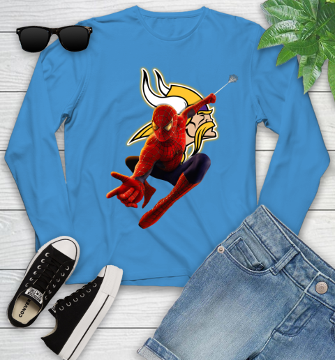 NFL Spider Man Avengers Endgame Football Minnesota Vikings Youth Long Sleeve 7