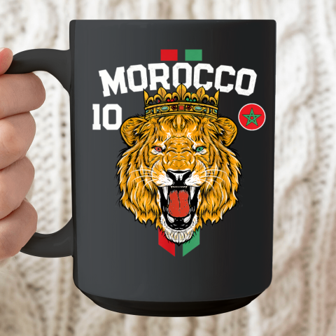 Morocco Lion Flag Sport Soccer Jersey Tee Football Proud Ceramic Mug 15oz