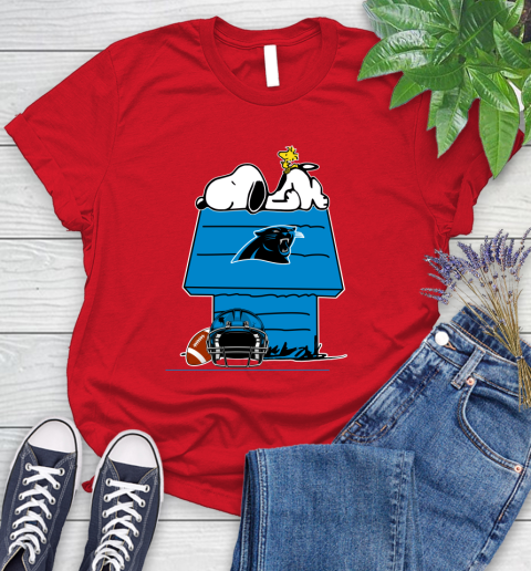 Carolina Panthers NFL Football Snoopy Woodstock The Peanuts Movie Women's T-Shirt 9