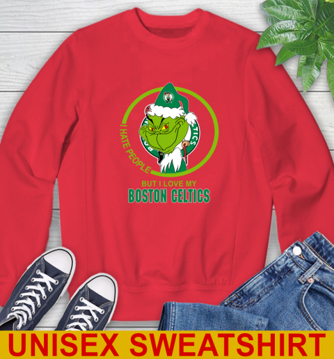 Boston Celtics NBA Christmas Grinch I Hate People But I Love My Favorite Basketball Team Sweatshirt 10
