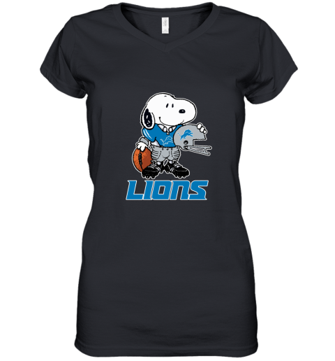 Snoopy A Strong And Proud Detroit Lions Player NFL Women's V-Neck T-Shirt