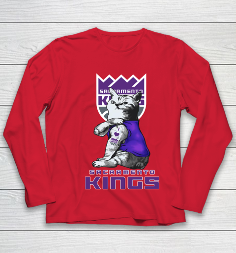 NBA Basketball My Cat Loves Sacramento Kings Youth Long Sleeve 8