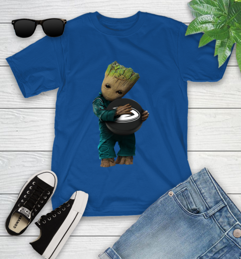 NHL Groot Guardians Of The Galaxy Hockey Sports Anaheim Ducks Youth T-Shirt 9