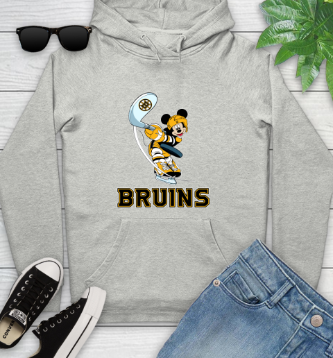 NHL Hockey Boston Bruins Cheerful Mickey Mouse Shirt Youth Hoodie 2