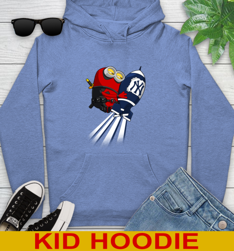 MLB Baseball New York Yankees Deadpool Minion Marvel Shirt Youth Hoodie - Image 13