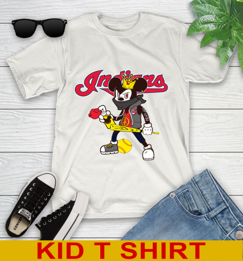 Cleveland Indians MLB Baseball Mickey Peace Sign Sports Youth T-Shirt