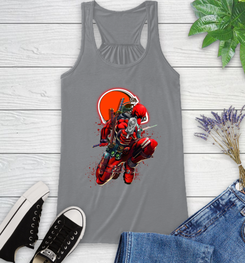 NFL Deadpool Marvel Comics Sports Football Cleveland Browns Racerback Tank 5