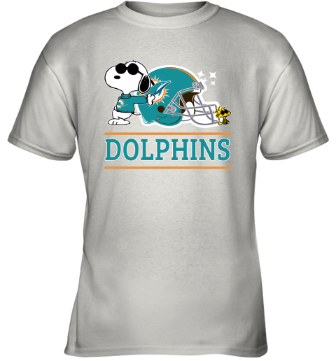 The Miami Dolphins Joe Cool And Woodstock Snoopy Mashup Youth T-Shirt