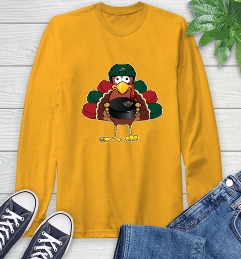 Minnesota Wild Turkey Thanksgiving Day Long Sleeve T-Shirt 3