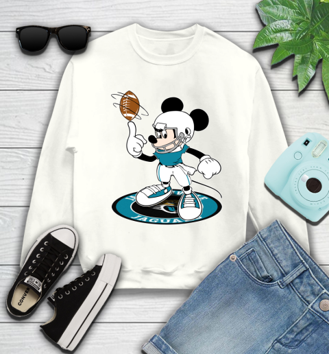 NFL Football Jacksonville Jaguars Cheerful Mickey Disney Shirt Youth Sweatshirt 2
