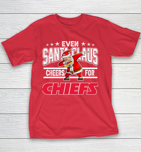 Kansas City Chiefs Even Santa Claus Cheers For Christmas NFL Youth T-Shirt 7