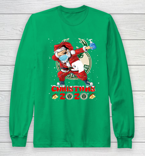 Milwaukee Bucks Funny Santa Claus Dabbing Christmas 2020 NBA Long Sleeve T-Shirt 4