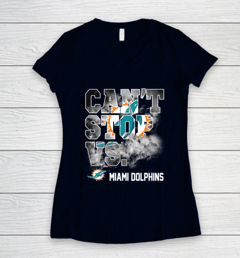 NFL Miami Dolphins Can't Stop Vs Women's V-Neck T-Shirt 2