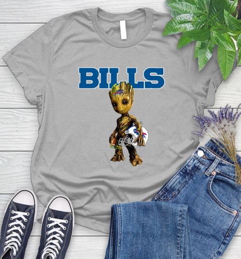 Buffalo Bills NFL Football Groot Marvel Guardians Of The Galaxy Women's T-Shirt 5