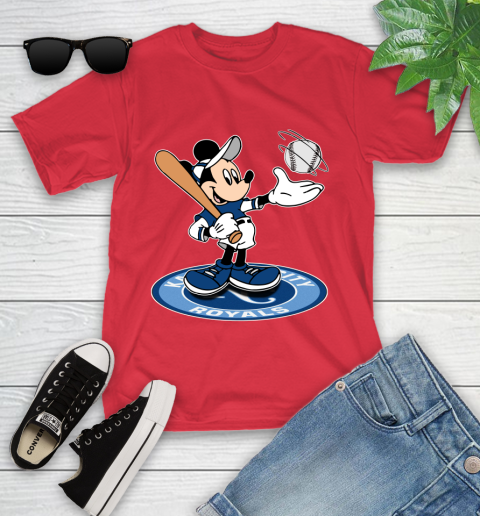 MLB Baseball Kansas City Royals Cheerful Mickey Disney Shirt Youth T-Shirt 10