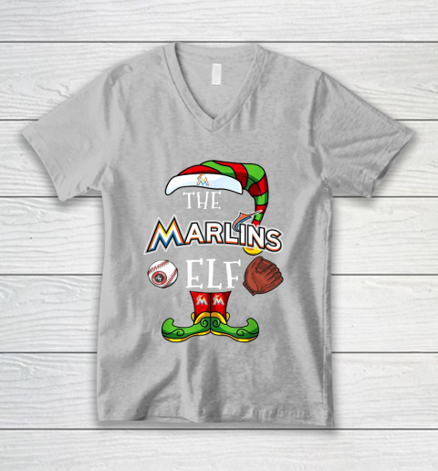 Miami Marlins Christmas ELF Funny MLB V-Neck T-Shirt 3